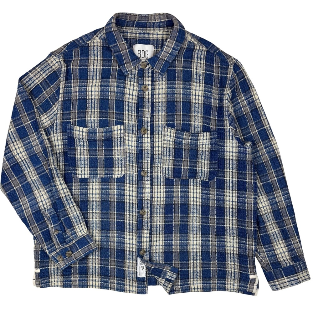 BDG Urban Outfitters Plaid Shirt‎ Mens XL Textured Cotton Shacket Layering Work